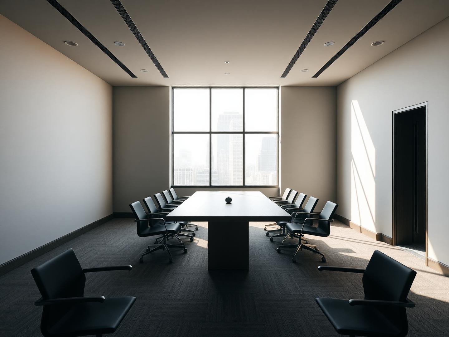 Profissionais analisando documentos em sala de reunião corporativa